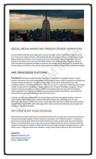 SOCIAL MEDIA MARKETING TRENDS FOR BEST MARKETERS