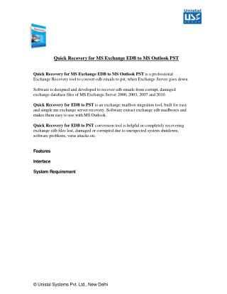 Unistal EDB to PST Converter Software White Paper