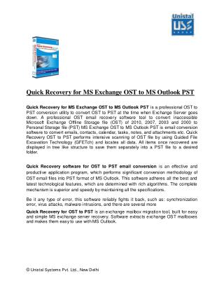 Unistal OST to PST Converter Software White Paper