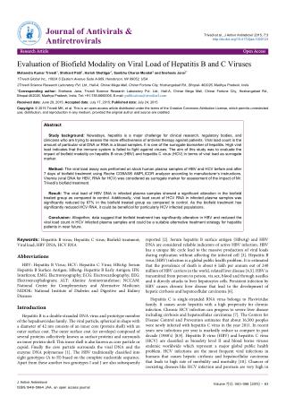 Evaluation of Biofield Modality on Viral Load of Hepatitis B and C Viruses