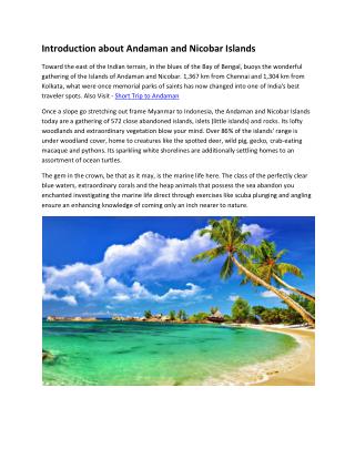 Introduction about Andaman and Nicobar Islands