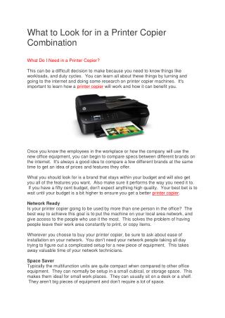What to Look for in a Printer Copier Combination