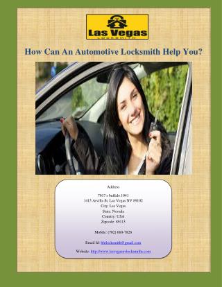 How Can An Automotive Locksmith Help You?