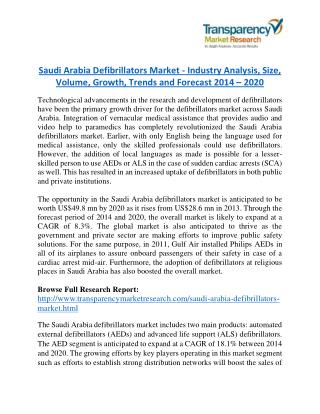 Saudi Arabia Defibrillators Market Research Report by Geographical Analysis and Forecast to 2020