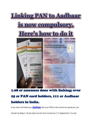 Linking PAN to Aadhaar is now compulsory. Here's how to do it