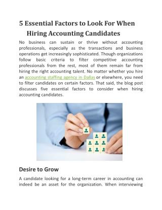 5 Essential Factors to Look For When Hiring Accounting Candidates