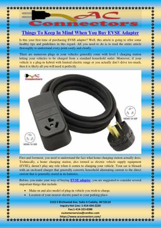 Things To Keep In Mind When You Buy EVSE Adapter