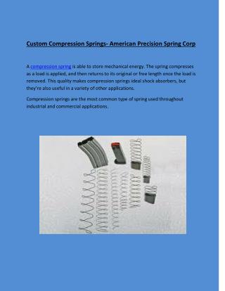 Custom Compression Springs- American Precision Spring Corp
