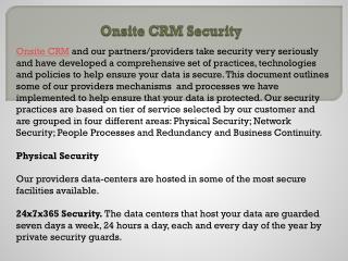 Onsite CRM Security