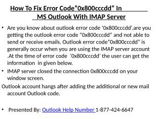 How To Fix Error Code”0x800cccdd” In MS Outlook With IMAP Server