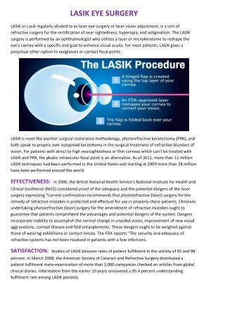 History, Effectiveness and Risks of Lasik Eye Surgery