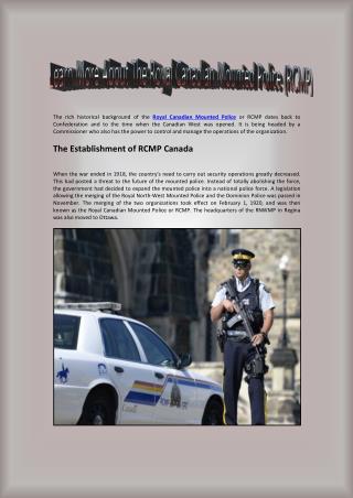 Learn More About The Royal Canadian Mounted Police (RCMP)