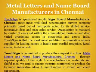 Metal Letters and Name Board Manufacturers in Chennai