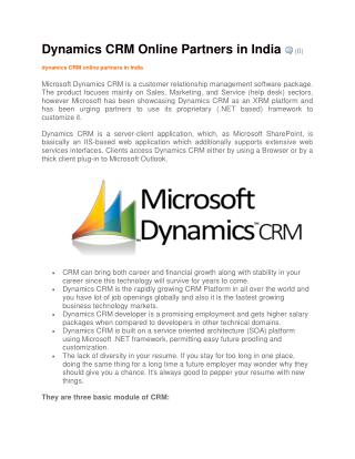 Dynamics CRM Online Partners in India
