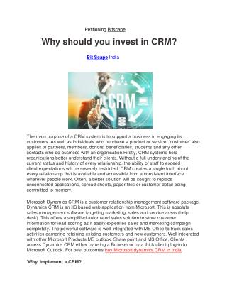Why should you invest in CRM?