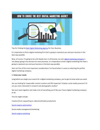 Tips for Finding the Best Digital Marketing Agency for Your Business