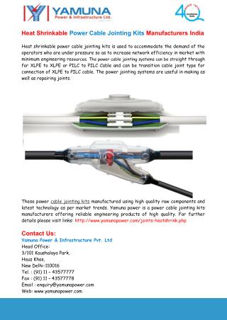 Heat Shrinkable Power Cable Jointing Kits Manufacturers India