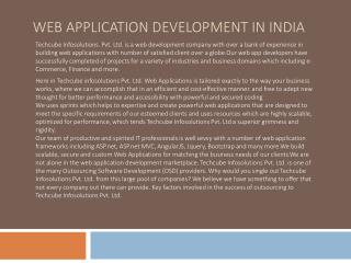 Techcube Infosolutions Pvt Ltd Web Application Development Company India, web development services Pune, India.