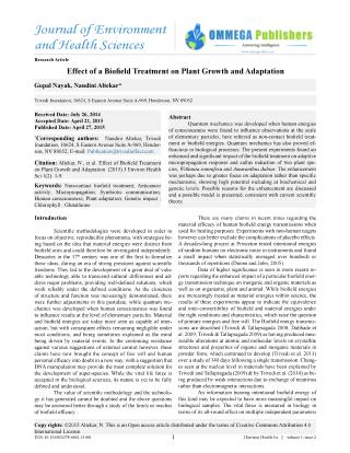 Effect of a Biofield Treatment on Plant Growth and Adaptation