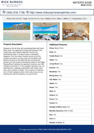 WATER'S EDGE located at Grand Cayman - Buy Cayman islands Properties.