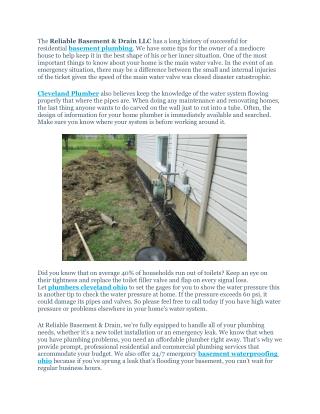 Residential Plumbing Services Ohio