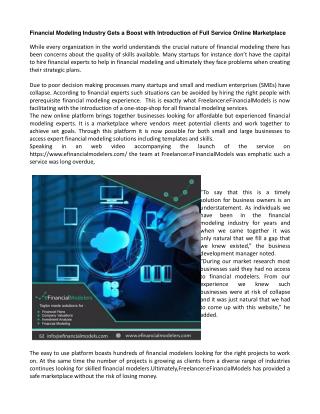 Financial modelling Exercises