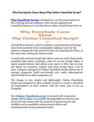 Why Everybody Cares About Php Online Classified Script?