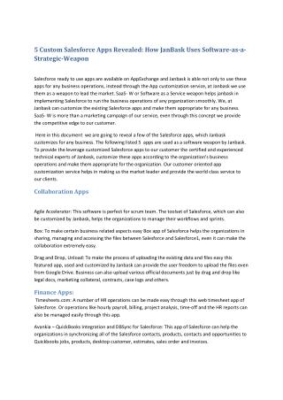 5 Custom Salesforce Apps Revealed: How JanBask Uses Software-as-a-Strategic-Weapon