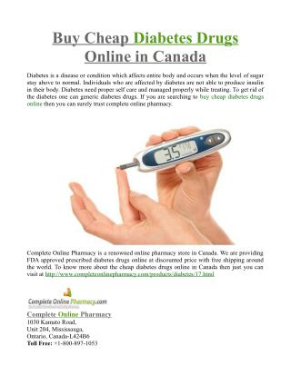 Buy Cheap Diabetes Drugs Online in Canada