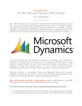 The Best Microsoft Dynamic CRM Provider in Hyderabad