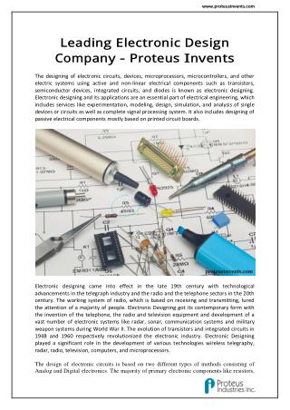 Electronic Product Design and Development - Proteus Invents