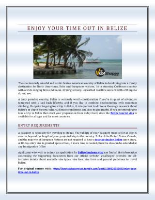 Enjoy Your Time Out in Belize