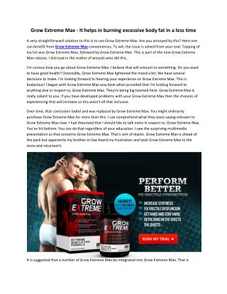 Grow Extreme Max - It delivers quick and long lasting results naturally