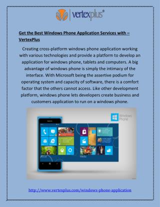 Get the Best Windows Phone Application Services with – VertexPlus