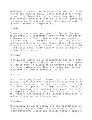 Significant Botanical Extracts: Their Classifications, Components and Medical Use