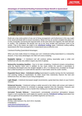 Benefits of Colorbond Roofing