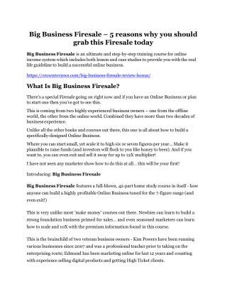 Big Business Firesale review - A cool weapon!
