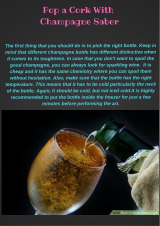Pop the Champagne Bottle with the Right Saber