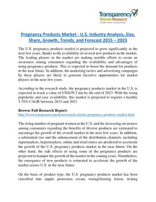 Pregnancy Products Market Research Report Forecast to 2023