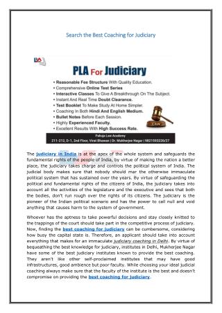 Search the Best Coaching for Judiciary
