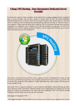 Cheap VPS Hosting - Your Inexpensive Dedicated Server Provider