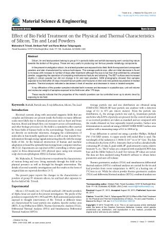 Effect of Bio Field Treatment on the Physical and Thermal Characteristics of Silicon, Tin and Lead Powders