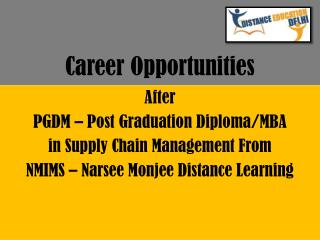 Career opportunities after Post graduation diploma in supply chain management from NMIMS