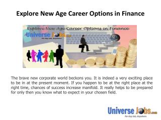 Explore New Age Career Options in Finance