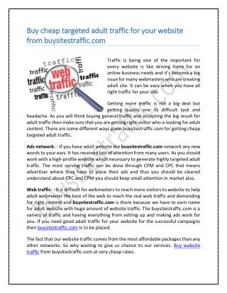 Buy cheap targeted adult traffic for your website from buysitestraffic.com