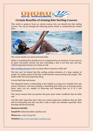 Certain Benefits Of Joining Kite Surfing Courses