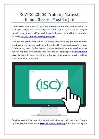 ISO-IEC 20000 Training Malaysia Online Classes- Must To Join