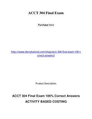 ACCT 304 Final Exam