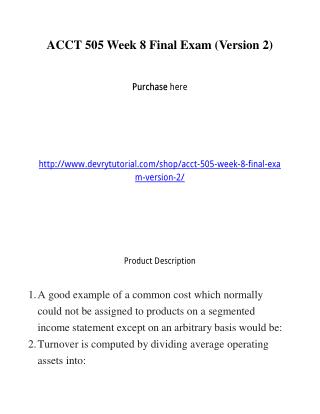 ACCT 505 Week 8 Final Exam (Version 2)