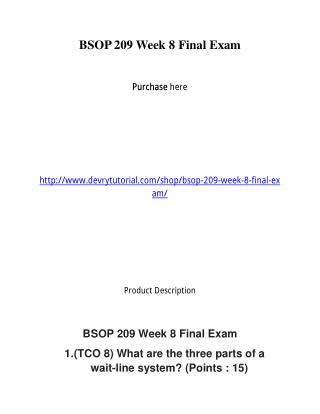 BSOP 209 Week 8 Final Exam